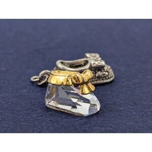 Swarovski Crystal Baby Shoe Figurine and‎ Vintage Bow Slipper Charm Miniature